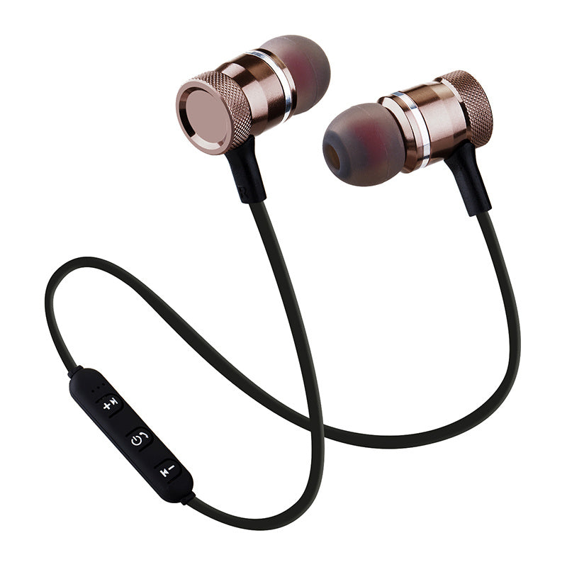 Wireless Bluetooth headset sports running magnetic line control binaural stereo in-ear hanging neck mobile phone universal answering