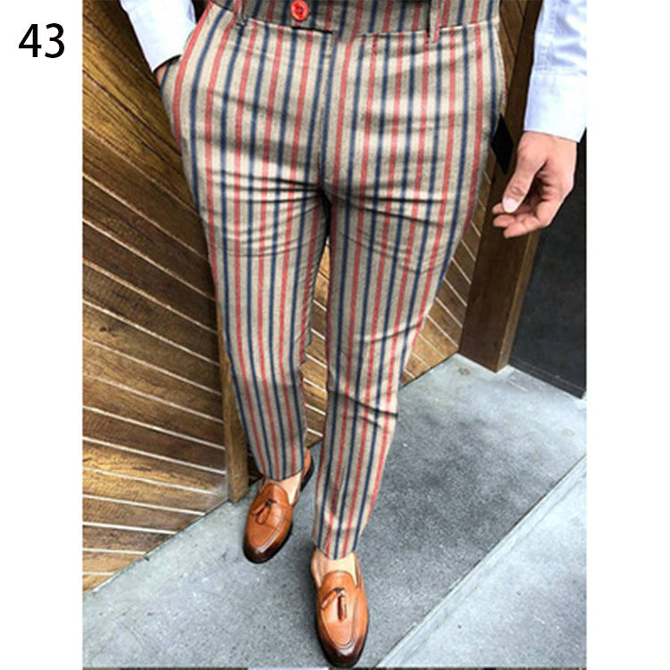 Printed Men's Slim Fit Fashion Casual Suit Pants Length